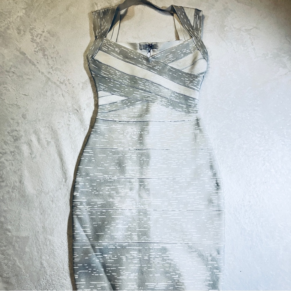 Elegant Grey Bandage Dress